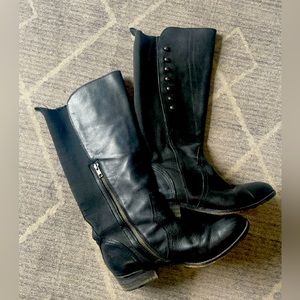 Spirit by Lucchese Annie Riding Boot black Leather w/Brass Buttons Size 7.5M